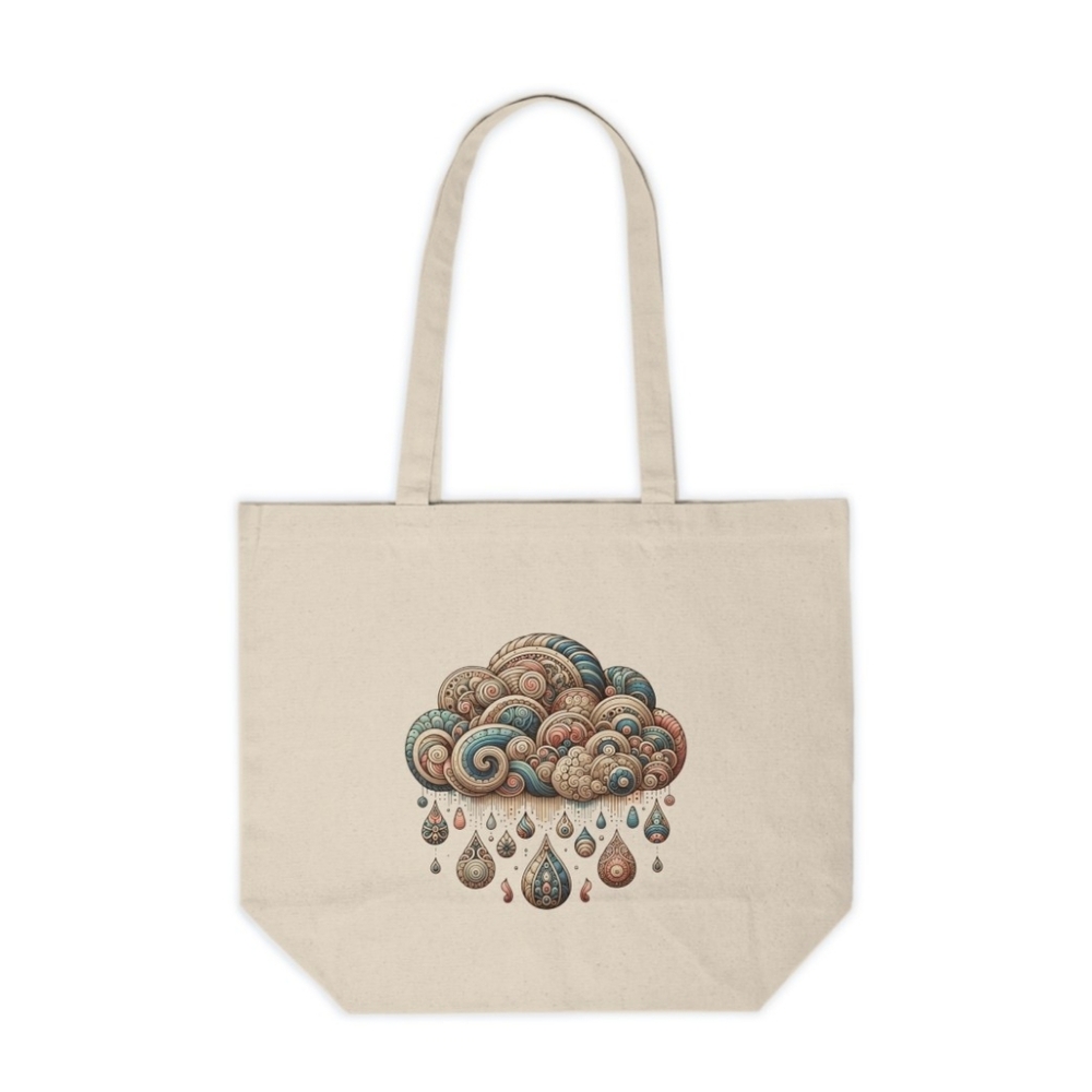 Boho Cloud With Raindrops Custom Canvas Tote Bag